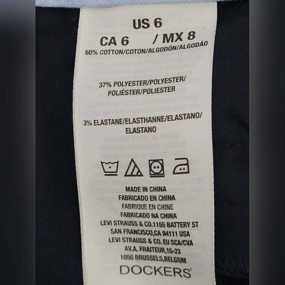 Dockers Ladies Navy Blue Khaki Pant Flat Front Cropped Slightly Flare Leg Cotton - Picture 4 of 4